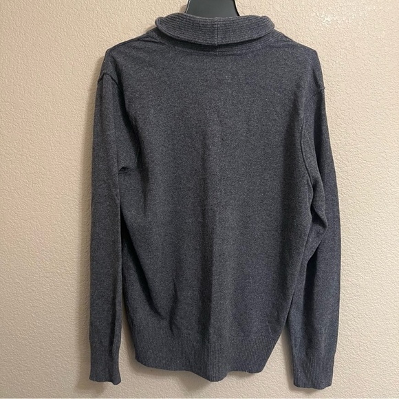 Banana Republic Men's Sweater Large Gray Shawl Collar Merino Wool Blend - Picture 9 of 16